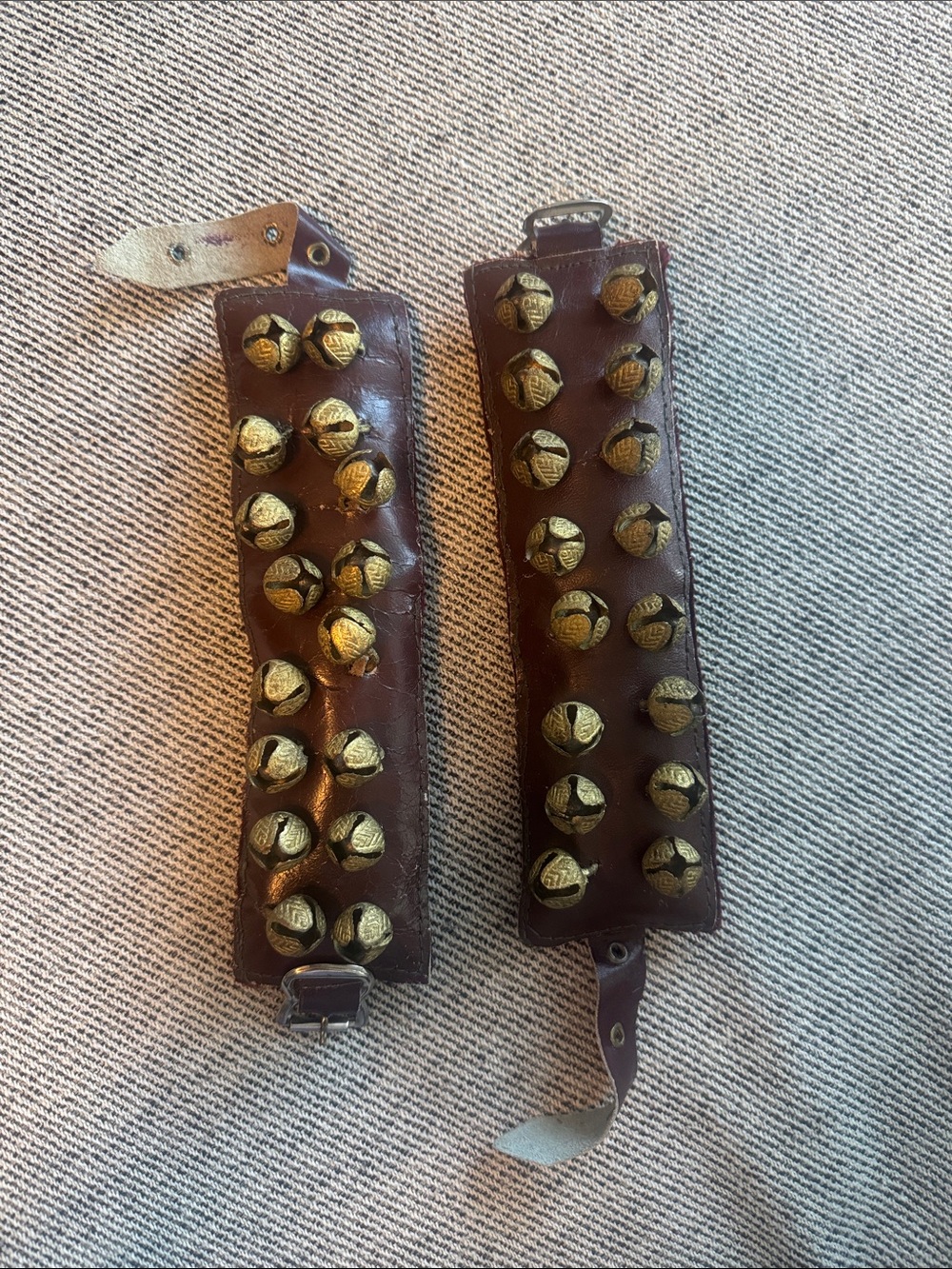 Leather Ankle Bells Strap - Brown with Gold Jingles